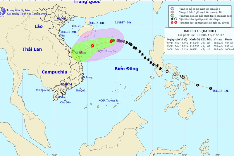Biển Hà Tĩnh vẫn nằm trong vùng nguy hiểm ảnh hưởng bão số 13
