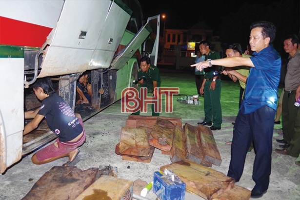 Hà Tĩnh bắt xe khách chở gỗ lậu, pháo nổ từ Quảng Trị ra Nghệ An