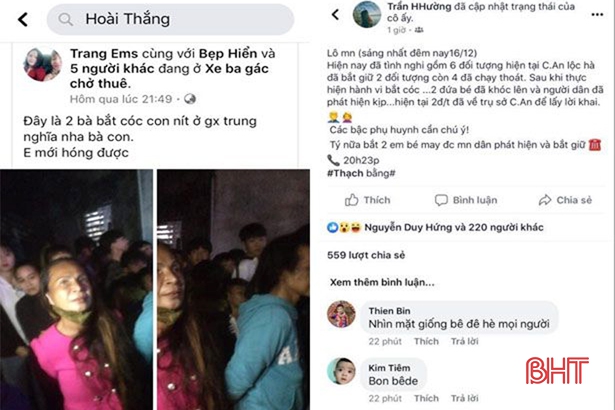 Thông tin 2 đối tượng bắt cóc trẻ con tại Lộc Hà là sai sự thật
