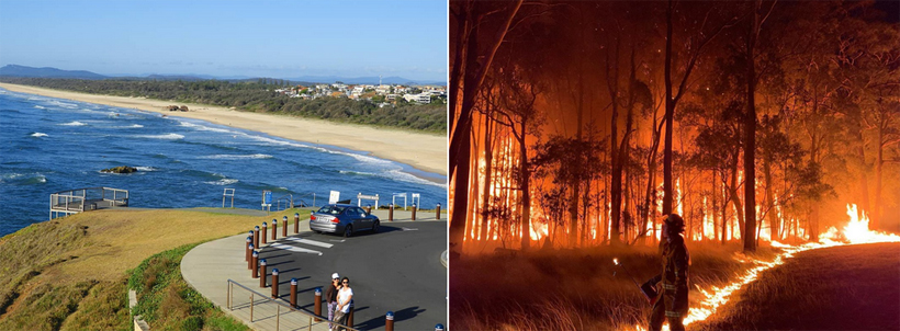 Cảnh đối lập trước và sau thảm họa cháy rừng ở Australia