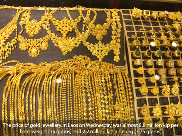 Thị trường Lào ghi nhận giá vàng đạt mức cao nhất trong lịch sử