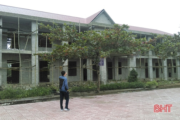 Công trình tiến độ “rùa bò”, trường học ở Hà Tĩnh lo mất an toàn