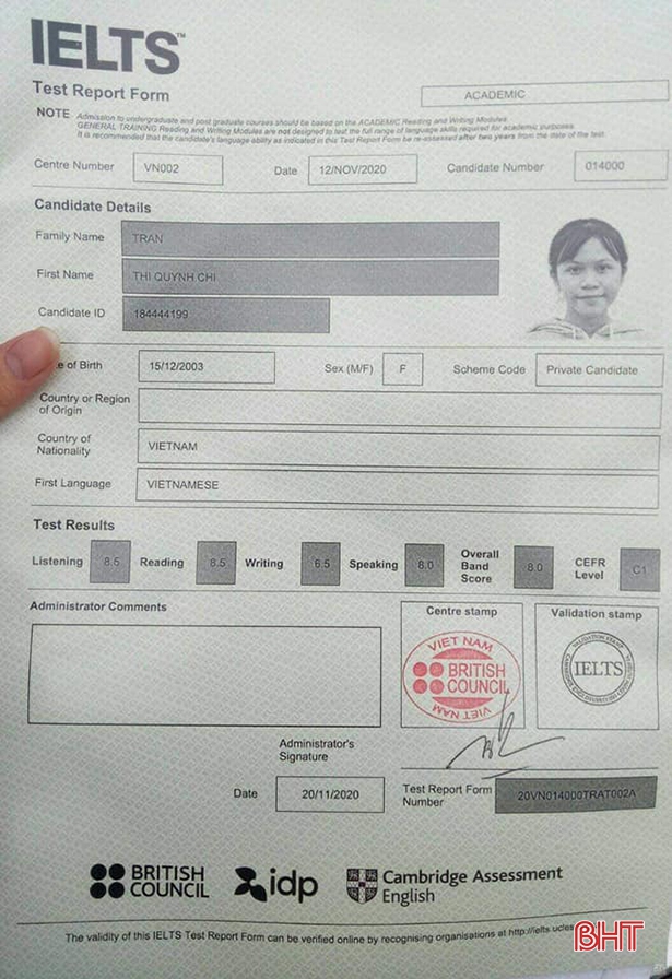 Nữ sinh Hà Tĩnh chia sẻ bí quyết giành 8.0 IELTS Speaking
