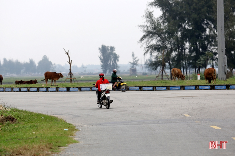 Giao thông lộn xộn, tiềm ẩn tai nạn khi người dân đi tắt qua vòng xuyến ở Lộc Hà